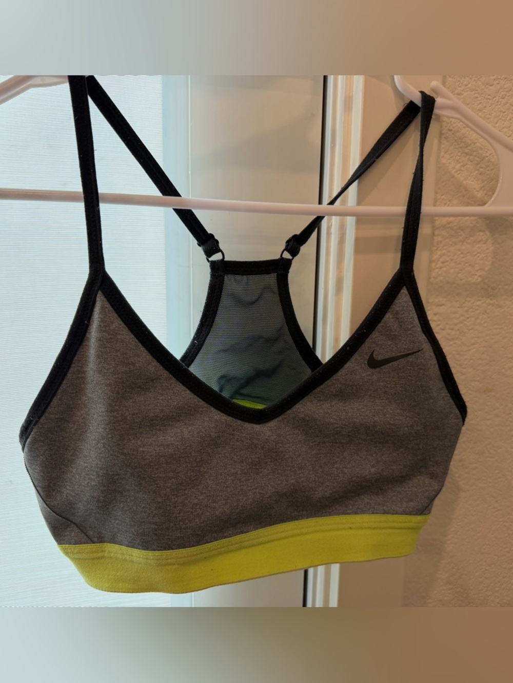 Nike Grey Sports Bra with Yellow Band